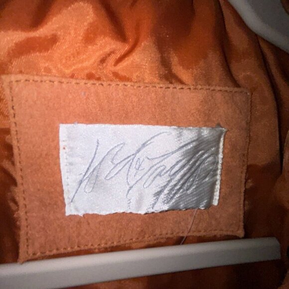 Lord & Taylor 100% Pig Suede Burnt Orange Bolero Leather Button Jacket Size 8 - Picture 9 of 13